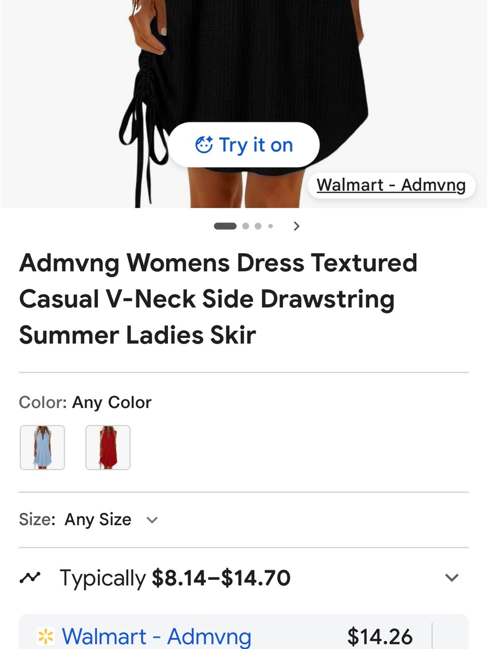 Womens Textured V‑Neck Side Drawstring Swim Cover‑Up — Black